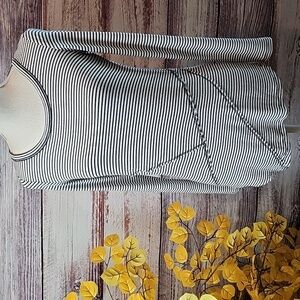 NEW INC INTERNATIONAL CONCEPTS BLACK STRIPED ASYMMETRICAL RAW HEM TUNIC